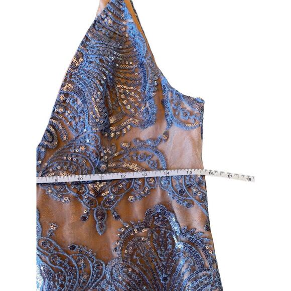 Free People New with Tags Night Shimmer Sequin Lace Mini Dress Size 12 0606O - Picture 7 of 11